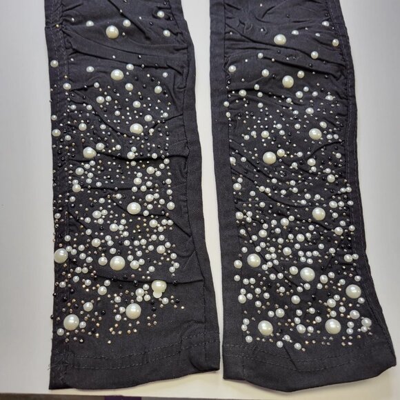 Black  Skin Tight Jeggings with  Sparkling Sequins Size XS Small  Petite - Picture 2 of 14